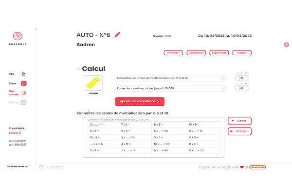 Ensemble plan de travail